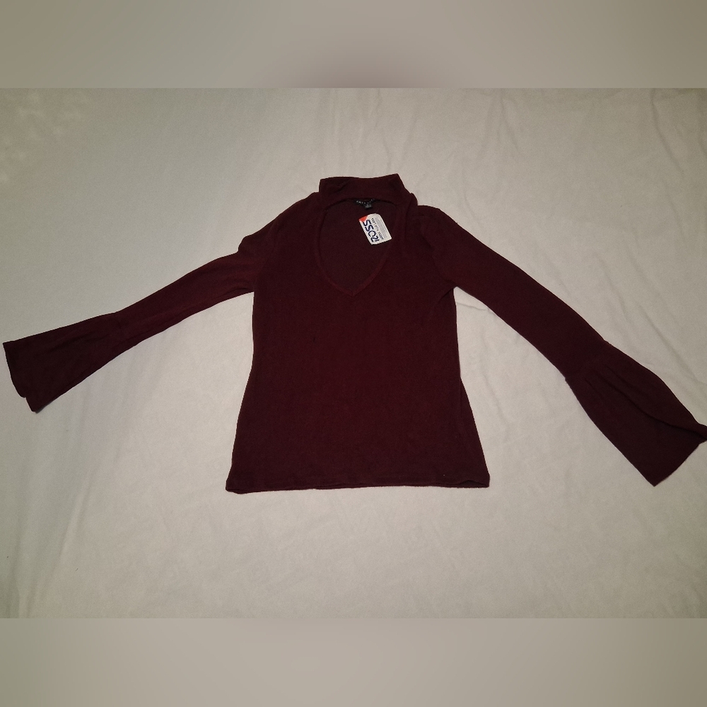 Haute Monde Deep Burgundy Long Sleeve Top